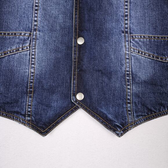 Concealed Carry Mens Denim Vest Western Biker Snap Front Motorcycle Metagear L - Picture 4 of 14